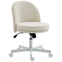 HOMCOM Bureaustoel voor thuis, met hoogteverstelling, kantelfunctie, draaibare stoel met wielen, crème(m-14)