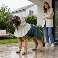 PawHut Imperméable pour Chiens avec Capuche, Ouverture pour Laisse et Bandes Réfléchissantes, pour Chiens de Très Grande Taille, Vert(m-5)
