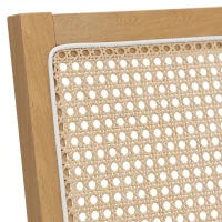 HOMCOM Set 2 sedie da pranzo con seduta imbottita e schienale effetto rattan, Rovere e Crema(m-6)