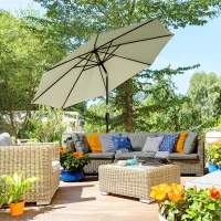 Outsunny Chapéu de Sol de Jardim Ø295x250 cm com Manivela Inclinação e Mastro Desmontável em Metal para Terraço Piscina Pátio Bege(m-2)