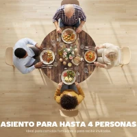HOMCOM Mesa de Comedor Redonda para 4 Personas con Estante Marco Metálico para Sala de Estar Ø100x76 cm Marrón Rústico(m-4)