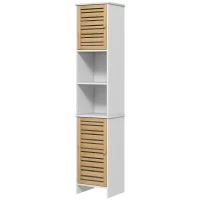 HOMCOM Mobile Bagno Alto 170cm, con 2 Armadietti e Ripiani Regolabili, Scomparti Aperti, per Lavanderia, Bianco(m-11)