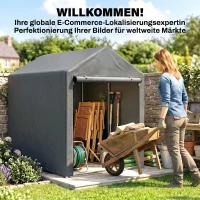 Outsunny Gartenschuppen, Lagerzelt, robust & wetterfest, Stahlrahmen, 1,2x1,8x1,6m, Dunkelgrau(m-6)