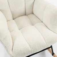 HOMCOM Rocking Chair, Teddy Fleece Rocker Chair with Tufted Wingback, Side Pockets, Rubber Wood Legs, Cream White(m-12)