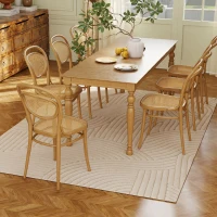 HOMCOM Tappeto Moderno Antiscivolo in Poliestere e Cotone con Design di Linee, per Soggiorno, Camera da Letto, Crema(m-7)
