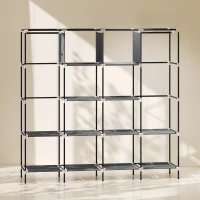 HOMCOM Fabric Wardrobe for Bedroom, Portable Cloth Wardrobe with 10 Compartments, 2 Hanging Rails and 4 Fabric Drawers, 166 x 42.5 x 169.5cm, Dark Grey(m-9)