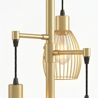 HOMCOM 170.5cm Industrial Dimmable Standing Lamp, 3-Light Floor Lamp with Steel Wire Cage Lampshades, Gold Tone(m-13)