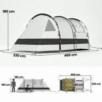 Outsunny Camping Tent, 3 Man Blackout Tent with Bedroom and Living Room, Portable with Bag, for Fishing Hiking Festival, Khaki(m-3)