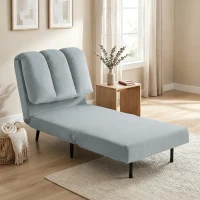 HOMCOM Sillón Cama Individual 3 en 1 Sofá Cama Plegable con Respaldo Ajustable y Cojín Grueso para Salón 72x88x87 cm Gris(m-2)