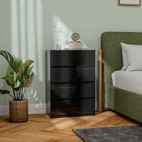 HOMCOM Kommode mit 4 Schubladen aus Holz, moderne und vielseitige Schlafzimmerkommode, 55x33x80 cm, Schwarz(m-6)