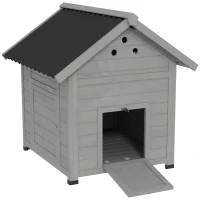 PawHut Entenhuis Entenstall Klein Dierhuis, weerbestendig, 2 ingangen, 2 hellingen, 78 x 90 x 92 cm, Lichtgrijs + Zwart(m-11)