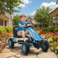 AIYAPLAY Pedal-Gokart für Kinder, höhenverstellbarer Sitz, EVA-Räder, Bremse, Kupplung, 3-8 Jahre, Blau(m-10)