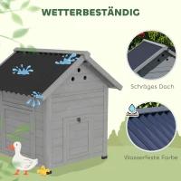 PawHut Entenhuis Entenstall Klein Dierhuis, weerbestendig, 2 ingangen, 2 hellingen, 78 x 90 x 92 cm, Lichtgrijs + Zwart(m-6)