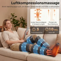 HOMCOM Beinmassager mit Wärme, Kompression, 3 Automodi & 3 Intensitäten, Fuß- und Wadenmassagegerät(m-4)