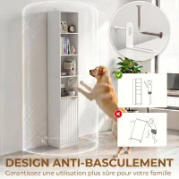 HOMCOM Bibliothèque, Étagère à 6 Niveaux, 30 x 24 x 182 cm, Meuble de Rangement avec Placard et Étagère Réglable, Blanc(m-7)