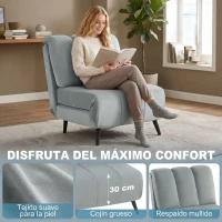 HOMCOM Sillón Cama Individual 3 en 1 Sofá Cama Plegable con Respaldo Ajustable y Cojín Grueso para Salón 72x88x87 cm Gris(m-6)