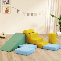 AIYAPLAY Softbaustein-Set für Kinder, 12-teiliges Stoffblock-Set, Schaumstoff, Cordbezug, waschbar, Pastellbunt(m-10)