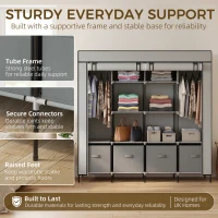HOMCOM Fabric Wardrobe for Bedroom, Portable Cloth Wardrobe with 10 Compartments, 2 Hanging Rails and 4 Fabric Drawers, 166 x 42.5 x 169.5cm, Dark Grey(m-5)