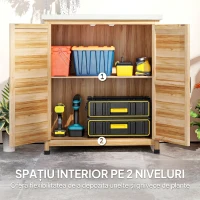 Outsunny Dulap Exterior cu Raft Intern și Banc de Lucru, din Lemn și Oțel Zincat, 79x43x92 cm, culoare lemn(m-6)