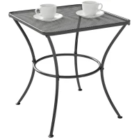 Outsunny Tavolino da Giardino Quadrato in Acciaio con Piano Traforato, 45x45x50 cm, Nero(m-1)