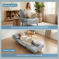 HOMCOM Sillón Cama Individual 3 en 1 Sofá Cama Plegable con Respaldo Ajustable y Cojín Grueso para Salón 72x88x87 cm Gris(m-7)