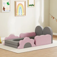 AIYAPLAY 12-teiliges Set Schaumstoffblöcke zum Klettern, Bauen, Krabbeln, Indoor-Spielmatten mit Cordbezug, Grau+Rosa(m-10)