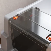 PawHut Arenero XXL de Acero Inoxidable de 130L con Tapa Abatible de 180° Laterales Altos con Pala y Pedal 70x50x43 cm Gris(m-13)
