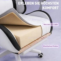 Vinsetto Siège gaming fauteuil gaming dossier inclinable 135° avec appui-tête repose-pieds 65l x 65P x 121-129H cm blanc et noir(m-7)