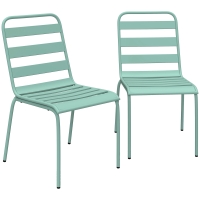 Outsunny Set de 2 Scaune Stivuibile din Metal, pentru Terasă și Grădină, Verde