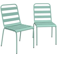 Outsunny Set de 2 Scaune Stivuibile din Metal, pentru Terasă și Grădină, Verde(m-1)