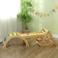 AIYAPLAY Klettergerüst Indoor, 7 in 1 Kletterdreieck mit Rutsche, Kletterbogen, Mehrfarbig(m-10)