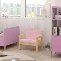 AIYAPLAY Kindersessel Kindersofa mit Kord-Optik, massiven Holzfüßen Sessel aus Schaumstoff Kinderstuhl für Kinderzimmer, Spielzimmer, 46,5 x 44 x 45 cm, für Kinder 3-8 Jahre Rosa(m-10)