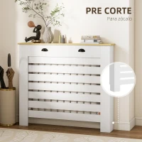 HOMCOM Cubre Radiadores de MDF con 2 Cajones Cubierta para Radiador para Salón Dormitorio Pasillo 111x19x95,5 cm Blanco(m-4)