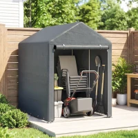 Outsunny Gartenschuppen, Lagerzelt, robust & wetterfest, Stahlrahmen, 1,2x1,8x1,6m, Dunkelgrau(m-7)