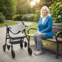 HOMCOM Rollator Walker Wheelchair, with Seat - Grey(m-10)