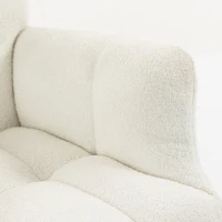 HOMCOM Rocking Chair, Teddy Fleece Rocker Chair with Tufted Wingback, Side Pockets, Rubber Wood Legs, Cream White(m-12)