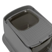 PawHut Large Stainless Steel Litter Box, Enclosed Metal Cat Litter Tray with Scoop, Deodoriser Bag, Front-Entry and Top-Exit(m-11)