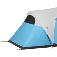 Outsunny 3000mm Waterproof Camping Tent for 7 Man, Family Tent with Porch and Sewn in Groundsheet, Portable with Bag, Blue(m-10)