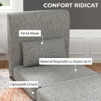 HOMCOM Fotoliu Pat Pliabil de Podea cu 3 Secțiuni Economisitor de Spațiu, din Material Textil, 80x75x74 cm, Gri(m-8)