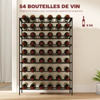 HOMCOM Étagère à vin rack pour bouteilles range-bouteilles capacité 54 bouteilles dim. 63L x 25l x 91H cm métal noir(m-5)