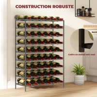 HOMCOM Étagère à vin rack pour bouteilles range-bouteilles capacité 54 bouteilles dim. 63L x 25l x 91H cm métal noir(m-6)