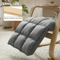 HOMCOM Schaukelstuhl mit verstellbarer Fußstütze, gepolsterter Relaxstuhl, Grau(m-7)