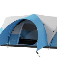 Outsunny 3000mm Waterproof Camping Tent for 7 Man, Family Tent with Porch and Sewn in Groundsheet, Portable with Bag, Blue(m-12)