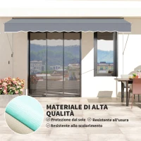 Outsunny Tenda da Sole a Bracci Avvolgibile con Manovella e Struttura Telescopica, 4x1.2m, Grigio(m-4)