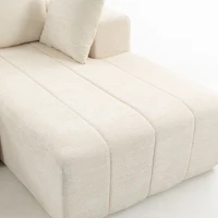 HOMCOM Sofá de Canto 256 cm com Chaise Longue Sofá Cama 3 Lugares em Chenille Formato em L Assento e Apoios de Braço Largos Bege(m-8)