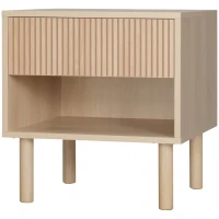 HOMCOM Mesa de Cabeceira com Gaveta e Prateleira Aberta Estilo Moderno para Quarto 47x47x50 cm Madeira(m-11)