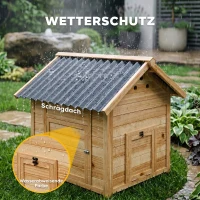 PawHut Entenhaus Entenstall Kleintierstall, wetterbeständig, 2 Eingänge, 2 Rampen, 78 x 90 x 92 cm, 'Natur + Schwarz(m-7)