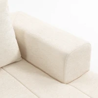 HOMCOM Sofá de Canto 256 cm com Chaise Longue Sofá Cama 3 Lugares em Chenille Formato em L Assento e Apoios de Braço Largos Bege(m-6)