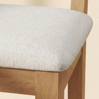HOMCOM Set 2 sedie da pranzo con seduta imbottita e schienale effetto rattan, Rovere e Crema(m-8)