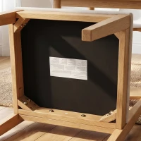 HOMCOM Lot de 2 chaises de salle à manger, chaises de cuisine avec assise rembourrée, dossier effet rotin, crème et chêne(m-13)